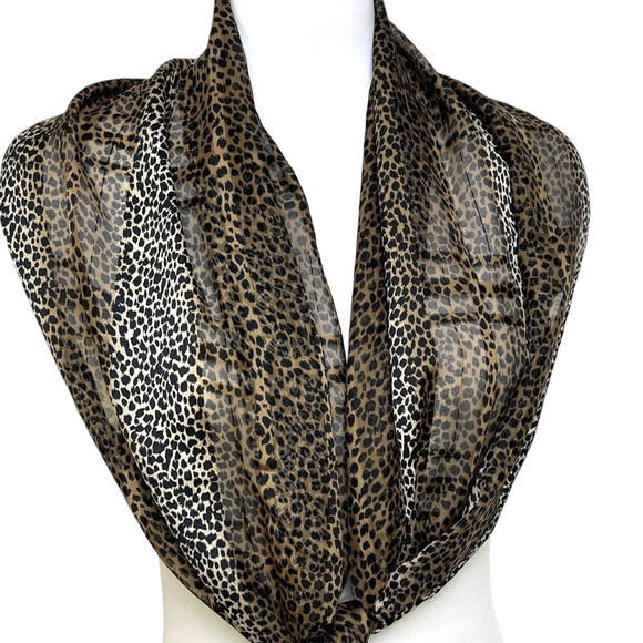 Womens Scarf 15x57 Rectangle Animal Print Brown Black Tonal Colors Soft Drape - Picture 1 of 11